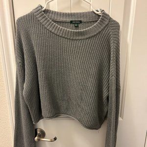 Wild Fable Grey Cropped Boxy Pullover Knitted Sweater